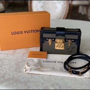 Petite Malle Khaki Green/Black Eli Leather Clutch